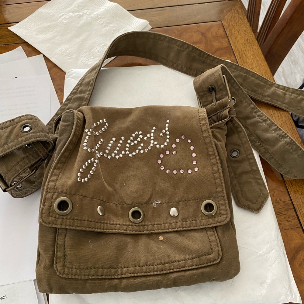 Guess canvas crossbody bag